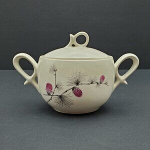 Canonsburg Pottery Allegheny Ware Wild Clover Sugar Bowl with Lid